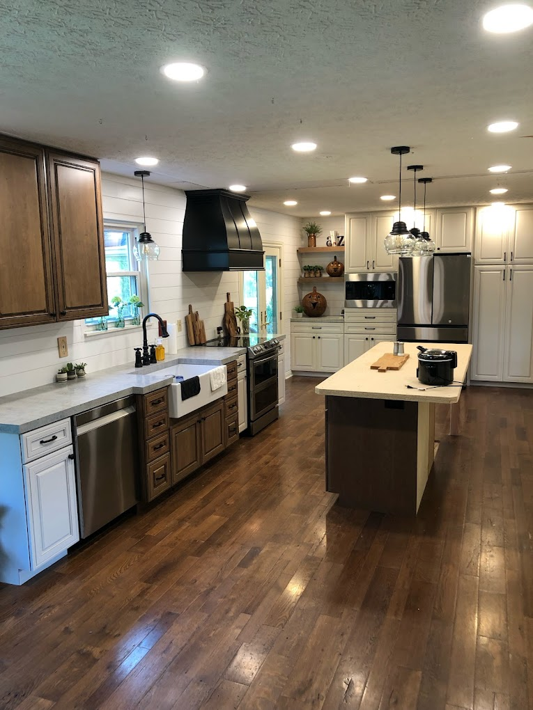 Finished kitchen with stone countertops